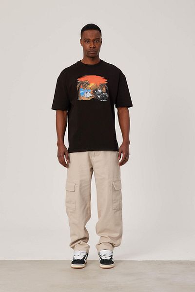 NOMARC Μαύρο T-Shirt - Πολύχρωμο με στάμπα ηλιοβασιλέματος