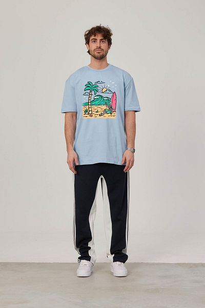 NOMARC Μπλουζάκι με στάμπα Baby Blue Surfer Skeleton