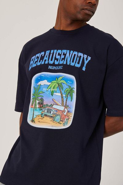 NOMARC Μπλουζάκι με στάμπα Navy Blue Becausenody