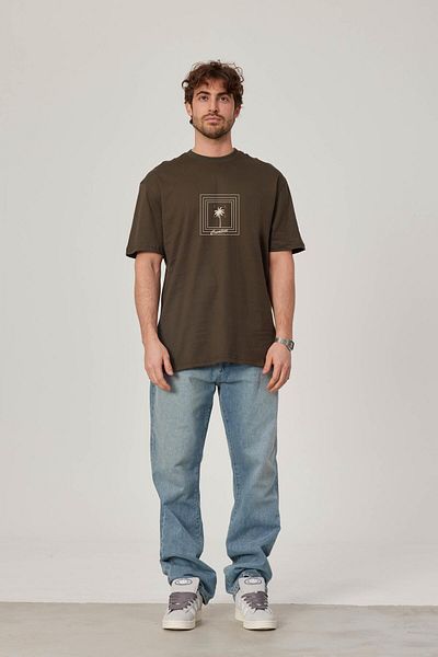 NOMARC Χακί Χρώμα Δημιουργικό Καταγεγραμμένο T-Shirt