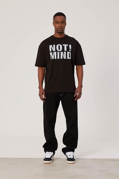 NOMARC Μαύρο T-Shirt - Σημείωση Μυαλό Γραμμένο
