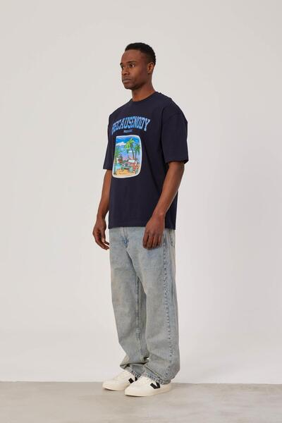 NOMARC Чоловіча футболка з принтом Becausenody, синього кольору