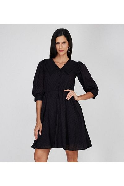 Aeropostale Women's Black Plain V Neck Dress
