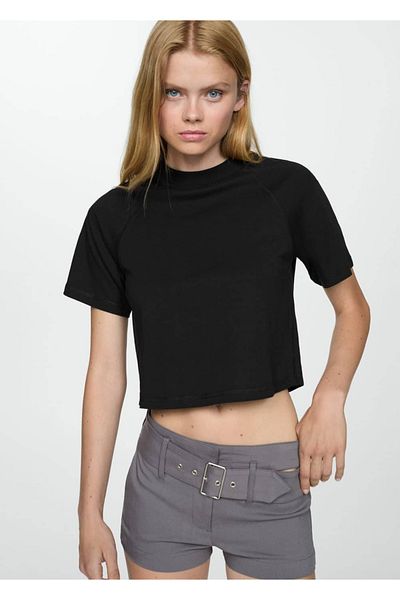 MANGO Woman Cotton Stitched T-Shirt