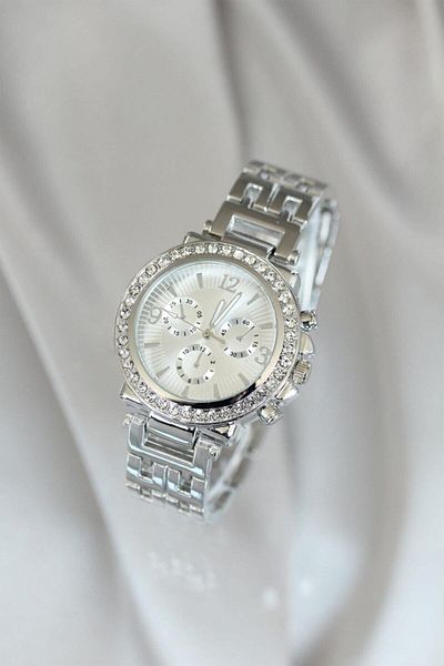 Spectrum Silver Color Zircon Stone Metal Women's Watch
