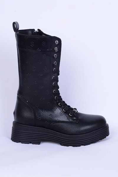 Pierre Cardin 52402 Black Patterned Zippered Women's Boots