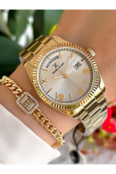 Daniel Klein 30 Mt Water Resistant Women's Wristwatch and Bracelet with Steel Cord