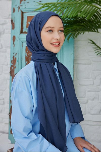 Şalland Organic Cotton Voile Shawl Denim Blue
