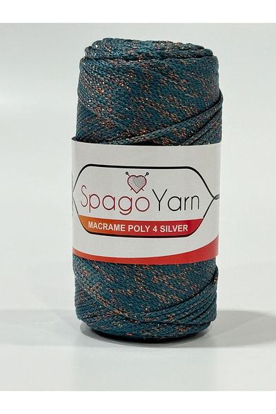 BALIM ÖRGÜ EVİ Spago Poly 4 - Ασημί Glitter Macrame Thread 4No 238