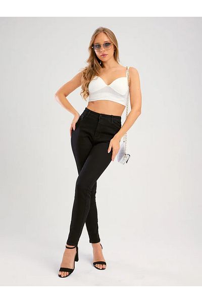 polle BUCHA JEANS με ψηλόμεσο και χωρίς ριχτάρι χρώμα - Super Black