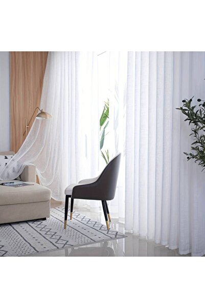 Mexess PREMİUM KALİTE EKSTRAFOR BÜZGÜ ÜTÜ İSTEMEZ NATUREL KETEN TÜL PERDE ( 1...