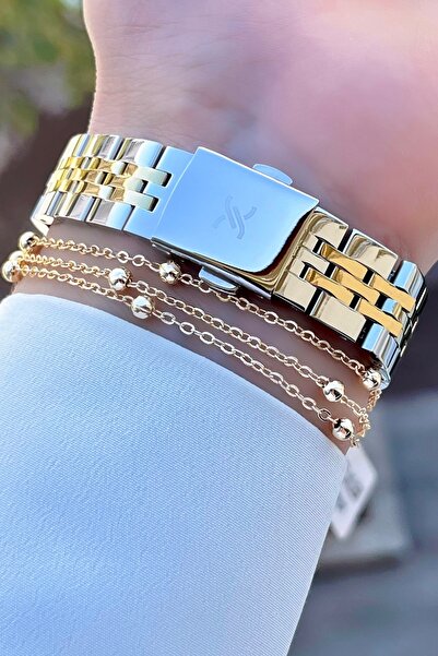 Daniel Klein Sarı Gümüş Renk 24 Ay Garantili Kadın Kol Saati ve Bileklik