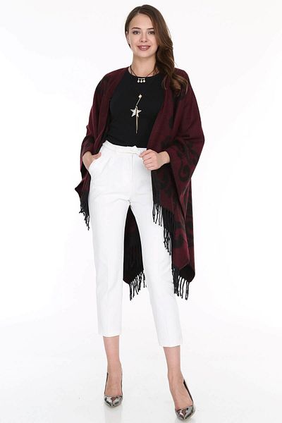 Patiska Poncho de damă bordeaux cu model Selma 1163357