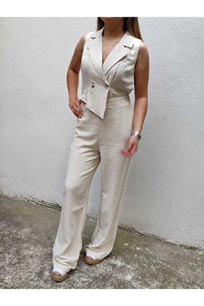 Nil's BUTİK Double-breasted Shirt Collar and Button Detailed Elastic Waist Ju...