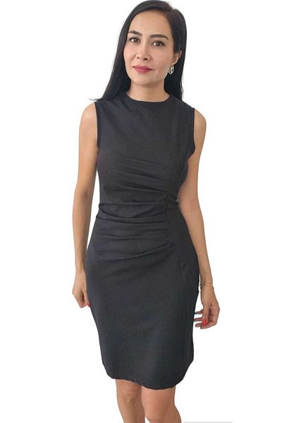 duygu dilsiz Rochie de damă cu șnur din Lycra neagră - cu fermoar la spate