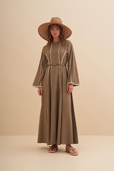 FUSHYA Linen Dress - Stripe Detailed