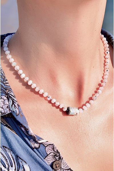 CAPO by Aytaç Yamaç Larimar and Moonstone Necklaces - Peaceful and Straight Unisex Natural Stone Set