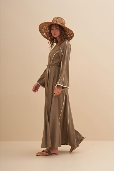 FUSHYA Linen Dress - Stripe Detailed