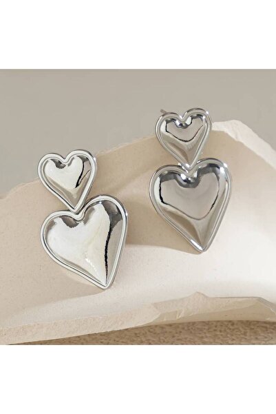 BİOFİSTORE ikili kalp detaylı vintage küpe sallantılı