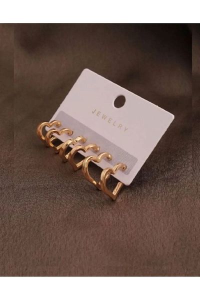 BİOFİSTORE مجموعة أقراط مجوفة مكونة من ستة قلوب متعددة