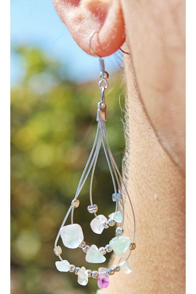 Mıçı New Season Stylish Fluorite Stone Natural Stone Earrings