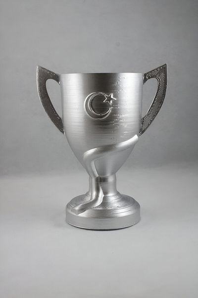 3DLAYERCRAFT Ziraat Türkiye 25 cm Μεταλλική Ασημένια Κούπα - Δώρο Διακόσμηση