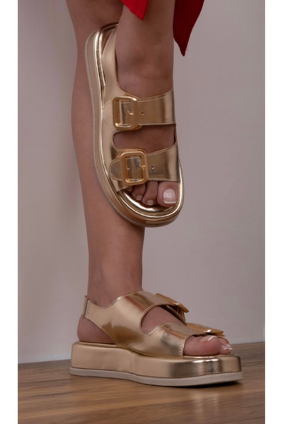 DUXAL SHOES Sandale de damă cu curea dublă cu toc cu pană cu cataramă