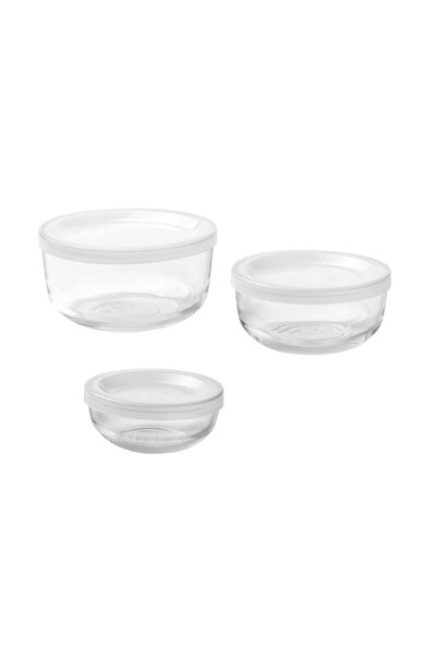 IKEA Bestamma Cam Saklama Kabı Seti - 3 Lü Set - Yuvarlak