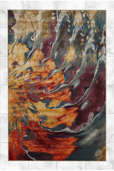 Rugs Modern Halı Multicolored Abstract Marbled Art Design Patterned Modern De...