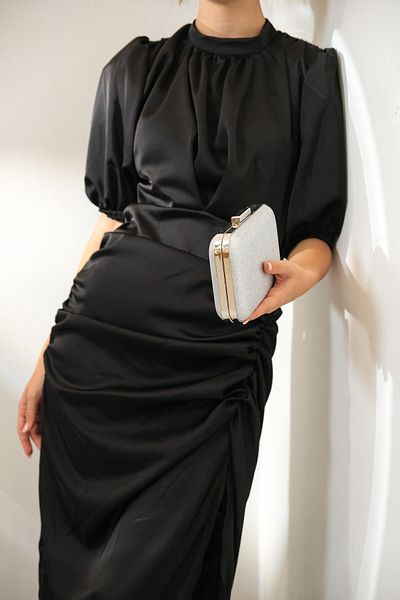 ROZA CANTA Ασημί Kumsim Γυναικείο βραδινό φόρεμα Clutch Τσάντα
