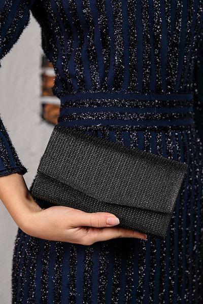 ROZA CANTA Women's Black Glittery Mini Box Shoulder Evening Bag