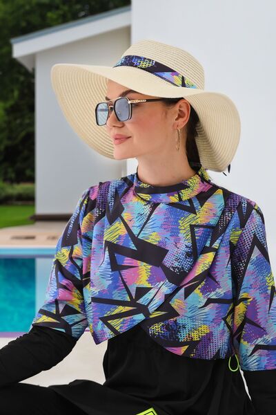 MAG FASHİON Plus Size Pleat Detailed 3 Piece Hijab Swimsuit - Full Covered Burkini