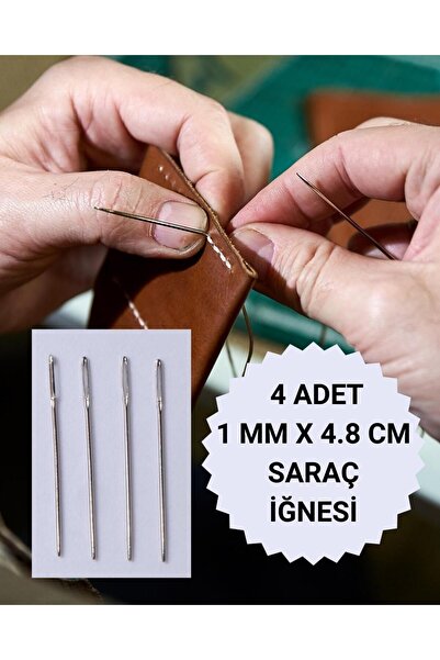 Eskişehir hobi sanat Küt Başlı Elde Mumlu Ip Dikiş Iğnesi, Saraç Iğnesi, Deri...