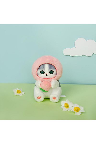 NB market 25cm Plush Cat - Strawberry Sleeves, Mofusand Cat, Kawaii Hello Sanrio