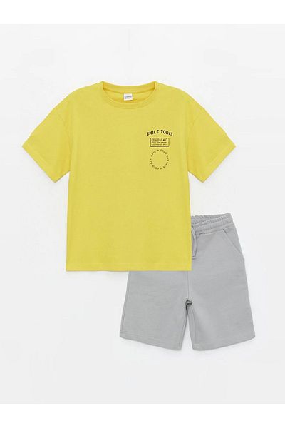 LC Waikiki LCW Kids Crew Neck Printed Short Sleeve Boys T-Shirt and Shorts