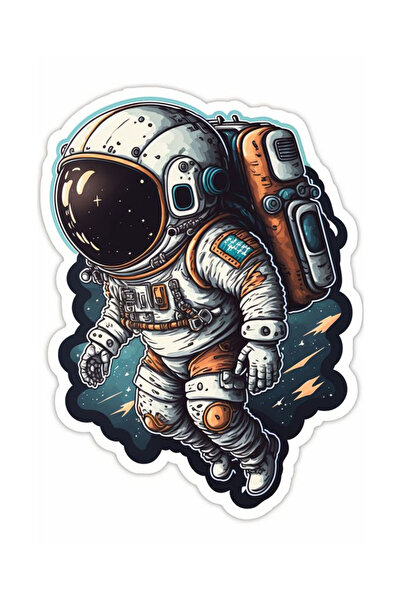 MegaSticker 14X11 cm Space Astronaut Sticker - Car, Motorcycle, Helmet, Laptop, Glass
