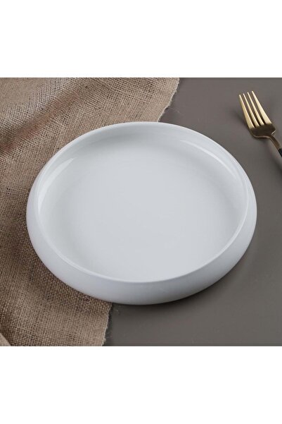 ACAR Sct-21-0220 Bianco Perla Porselen Yuvarlak Tabak 24x3.8 Cm