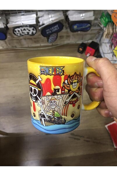 Genel Markalar ANİME ONE PİECE TEMA BASKILI 3D İÇİ SAPI SARI KUPA BARDAK