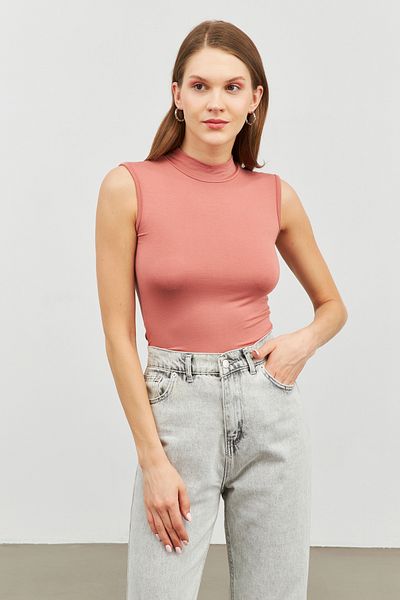 Bukamiss Γυναικεία μπλούζα Salmon Color - Σχέδιο μηδενικού μανίκι