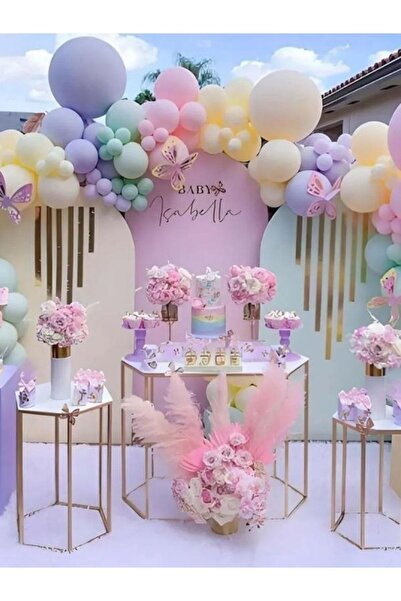 BALON HOME Parti Seti, Makaron Renkler, 60 Adet Balon ve Balon Zinciri, Balon...