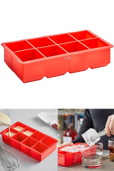 Eysigo Capless Large Size 8 Compartment Silicone Ice Mold, Red