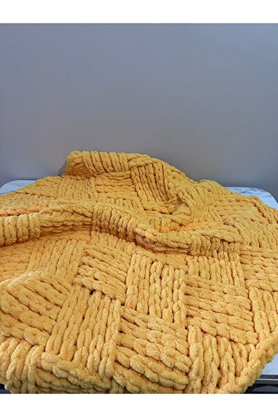 MERUT STYLE HAYATINI RENKLENDİR El örgüsü puffy sarı küp şeker modeli bebek ve tv battaniyesi