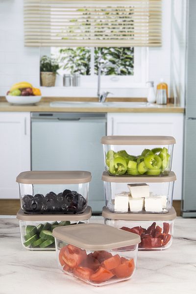Lizzy 6-Piece Soft Colored Acrylic Breakfast Storage Container - Leak-Proof Lid, 320 ML