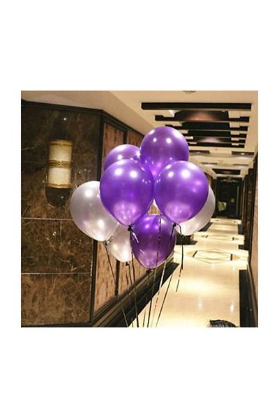BalonEvi 50 Metallic Balloons (Purple - Silver Mixed) Flying Balloons