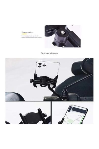 outfire Alüminyum Alaşımlı 360° Dönüş Ayarlanabilir Motosiklet- Bisiklet Telefon Tutucu