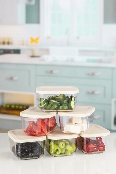 Lizzy 6-Piece Soft Colored Acrylic Breakfast Storage Container - Leak Proof Lid, 370 ML