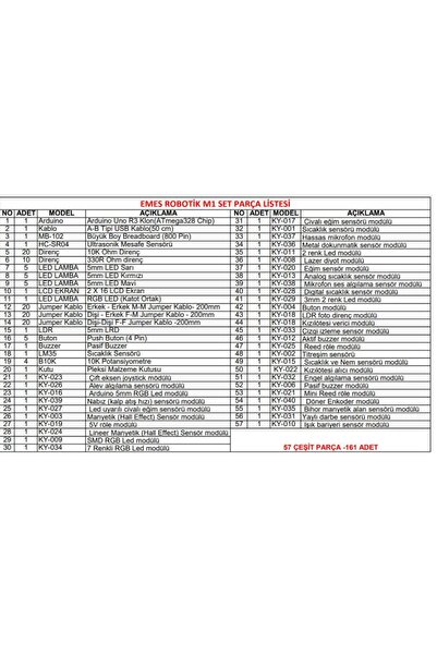 Arduino Emes Robotik 161 Parça Robotik Kodlama 37li Sensör Setli Mega Set