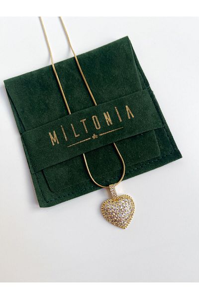 Miltonia Heart Shaped Zircon Stone Steel Necklace