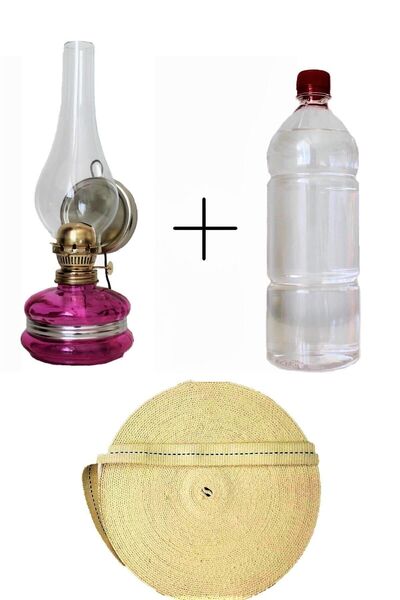 Genel Markalar Klasik Gaz Lambası Pembe 250 ml Kandil Yakıtı 1 Metre Fitil Ga...