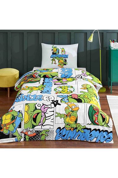 Taç Licensed Ninja Turtles Four Single Cotton Duvet Cover Set